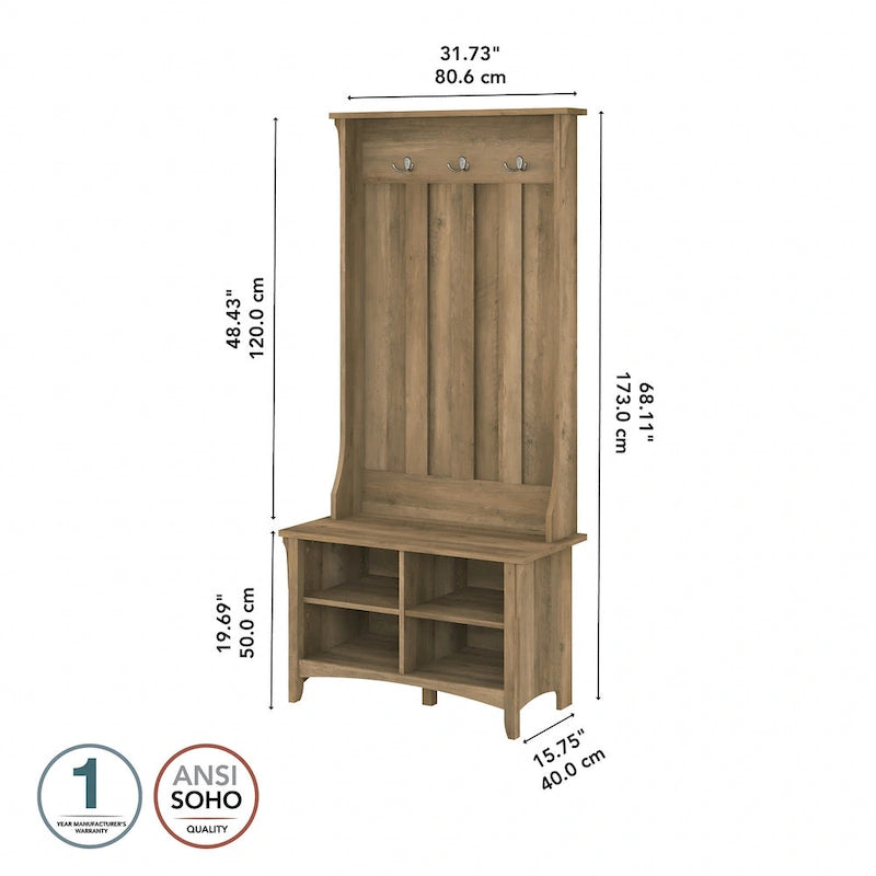 Porte-manteau d'entrée avec banc à chaussures