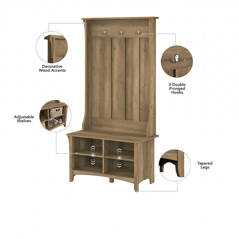 Porte-manteau d'entrée avec banc à chaussures