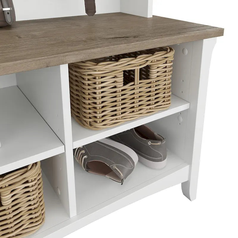 Porte-manteau d'entrée avec banc à chaussures