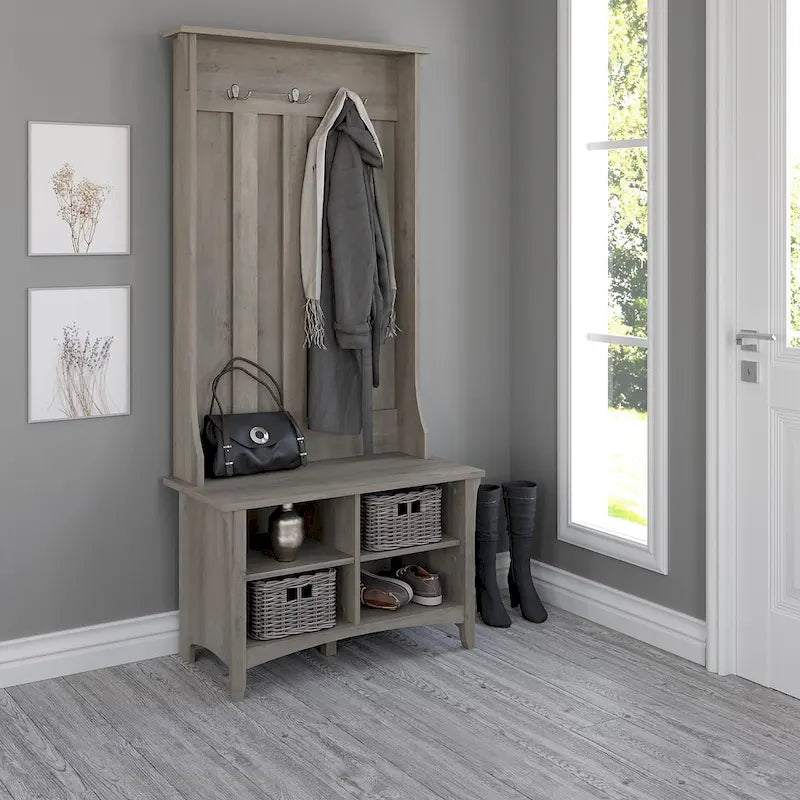 Porte-manteau d'entrée avec banc à chaussures