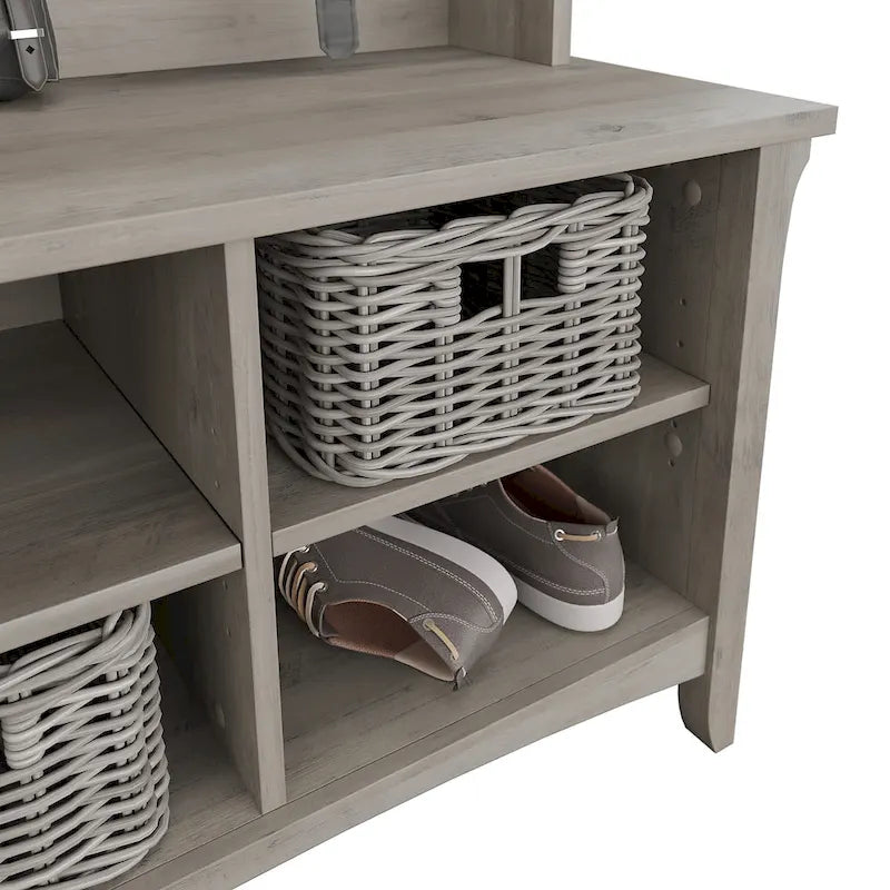Porte-manteau d'entrée avec banc à chaussures