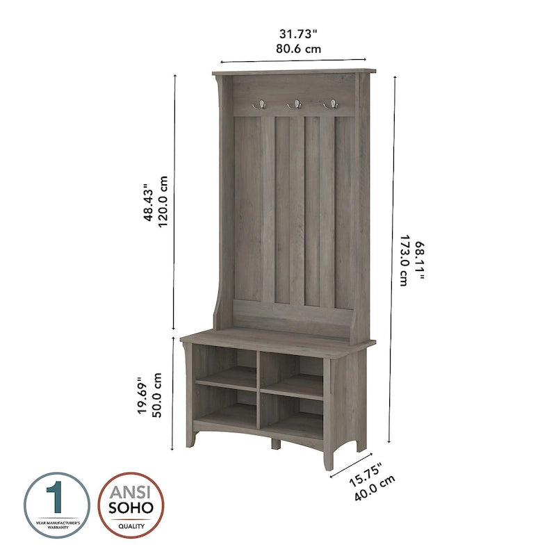 Porte-manteau d'entrée avec banc à chaussures