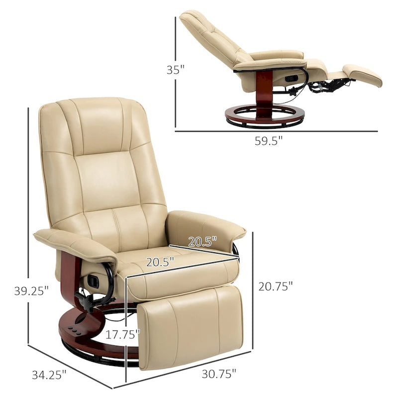 Fauteuil inclinable manuel avec piètement en bois