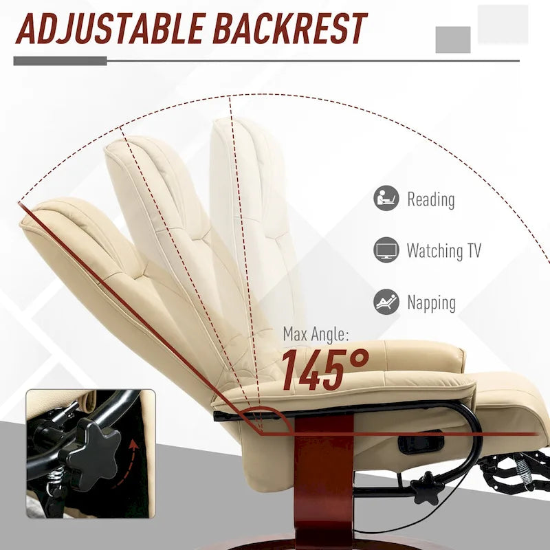 Fauteuil inclinable manuel avec piètement en bois