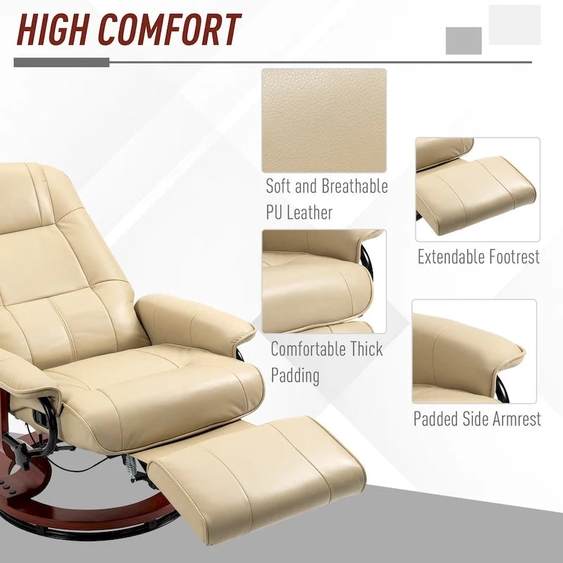 Fauteuil inclinable manuel avec piètement en bois