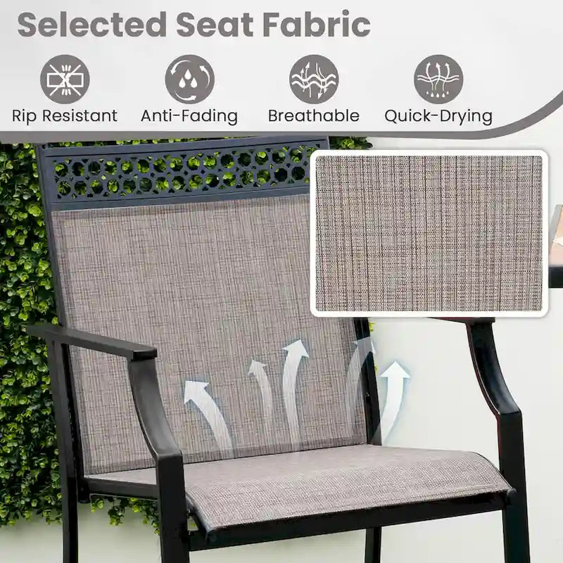 Tabourets de bar d'extérieur (lot de 2) – Avec repose-pieds et accoudoirs, en métal