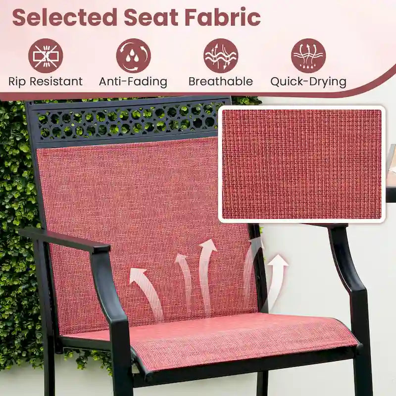 Tabourets de bar d'extérieur (lot de 2) – Avec repose-pieds et accoudoirs, en métal