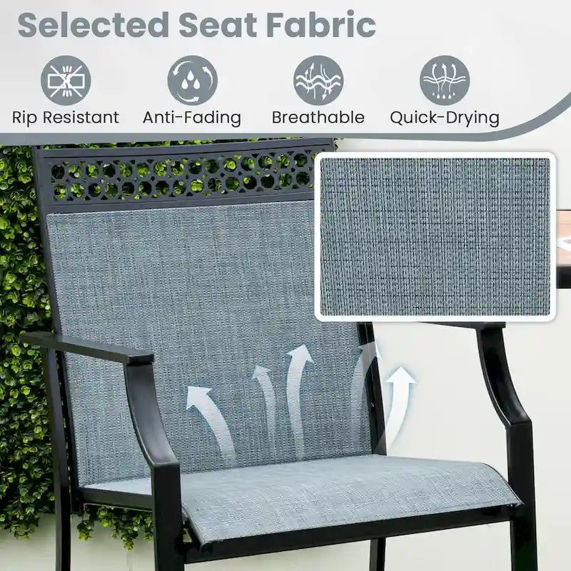 Tabourets de bar d'extérieur (lot de 2) – Avec repose-pieds et accoudoirs, en métal