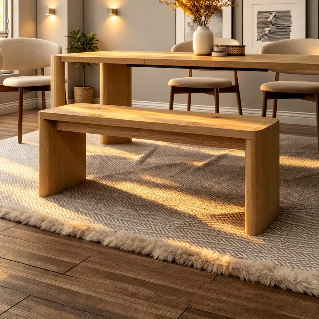 Banc de salle à manger en chêne moderne de 51 po