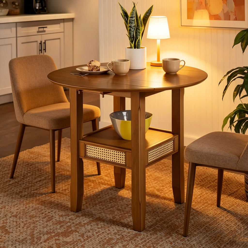 Table de salle à manger avec accents en rotin — 91 cm