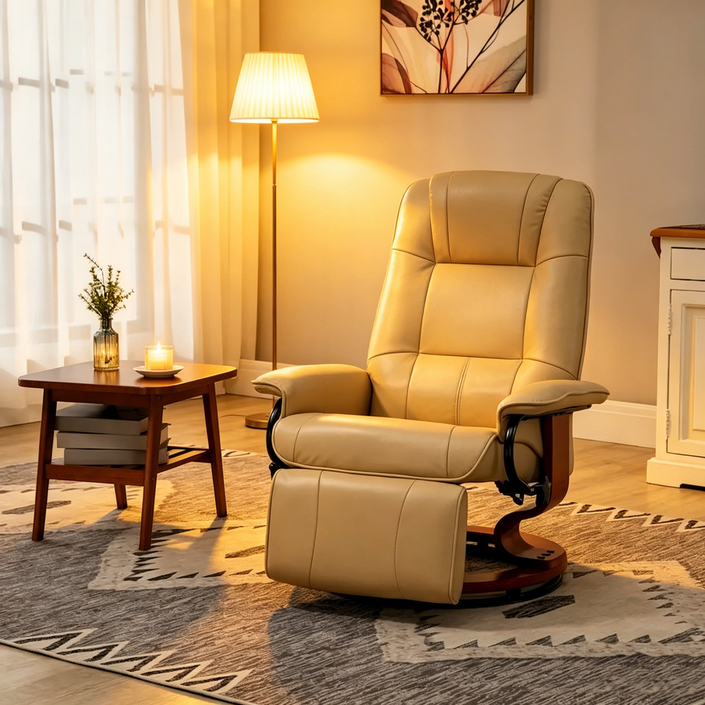 Fauteuil inclinable manuel avec piètement en bois