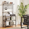 Étagère de rangement de cuisine (avec prises de courant) – Support à micro-ondes à 4 niveaux, gris