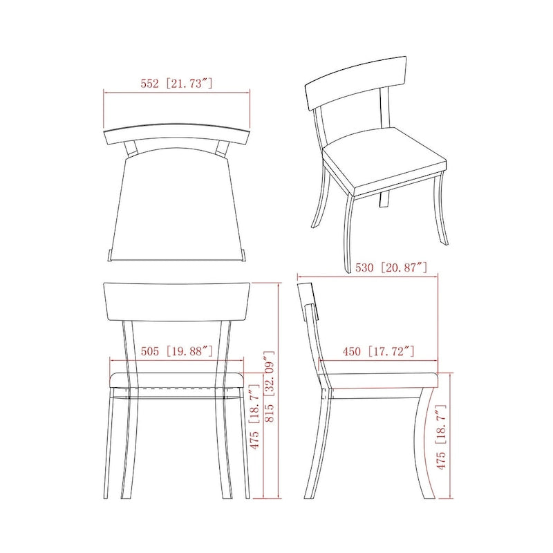 Chaise de salle à manger à dossier incurvé