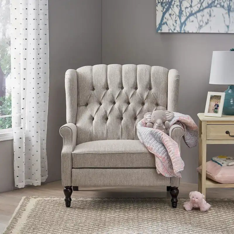 Fauteuil inclinable à dossier inclinable en tissu capitonné très grand format