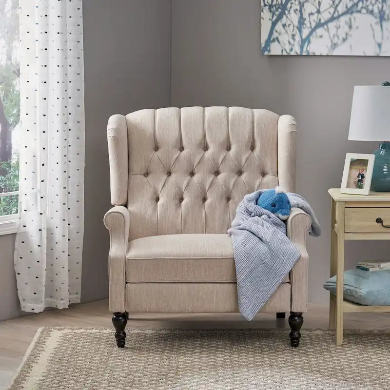 Fauteuil inclinable à dossier inclinable en tissu capitonné très grand format