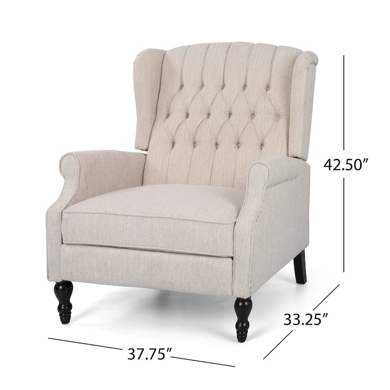 Fauteuil inclinable à dossier inclinable en tissu capitonné très grand format