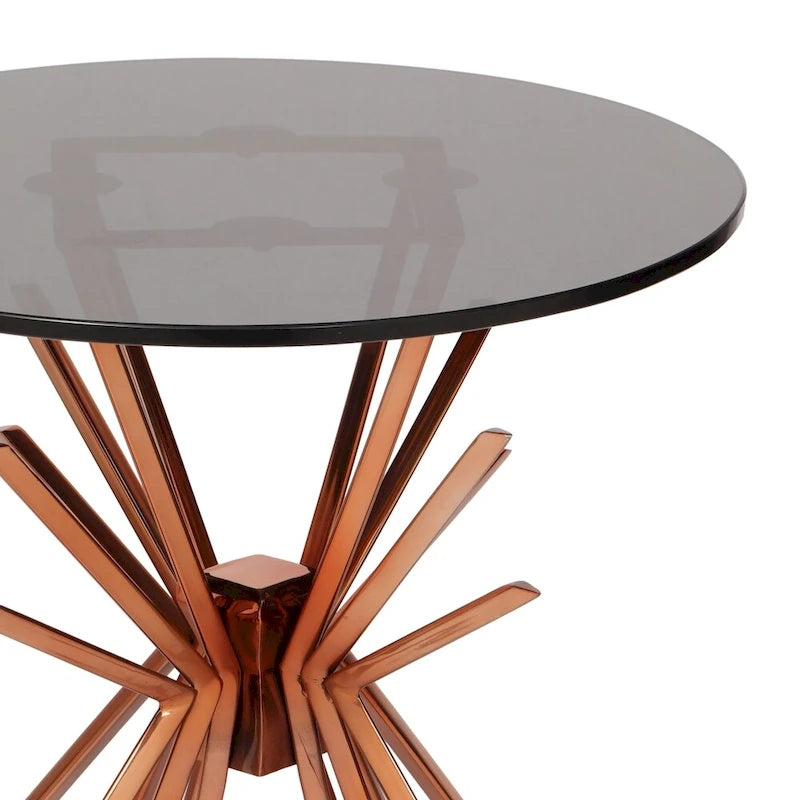 Table basse artisanale de style glamour moderne avec placage à rayons (avec plateau en verre trempé)