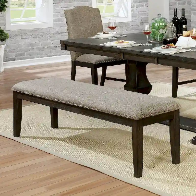 Banc de salle à manger rectangulaire espresso de 160 cm, style rustique
