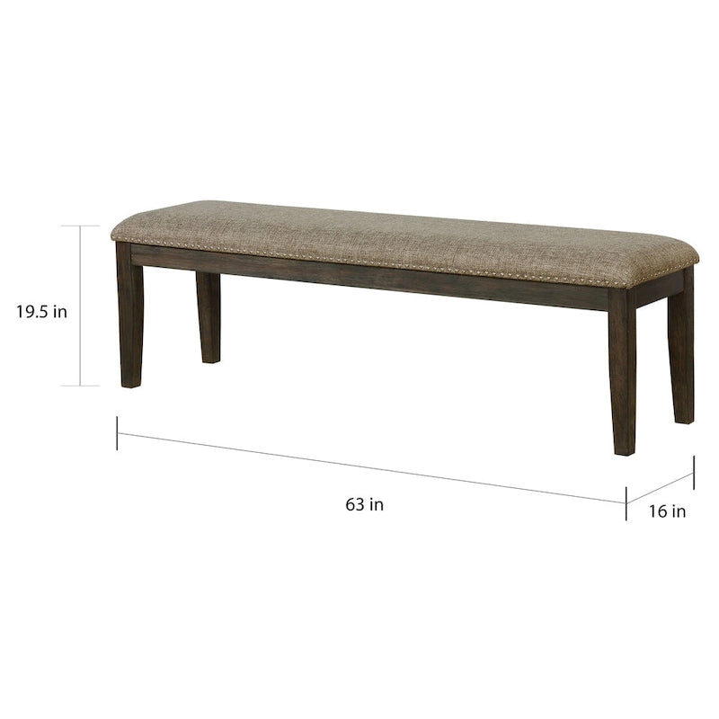 Banc de salle à manger rectangulaire espresso de 160 cm, style rustique