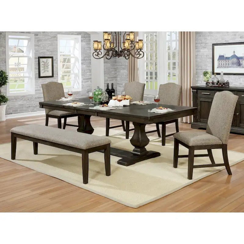 Banc de salle à manger rectangulaire espresso de 160 cm, style rustique