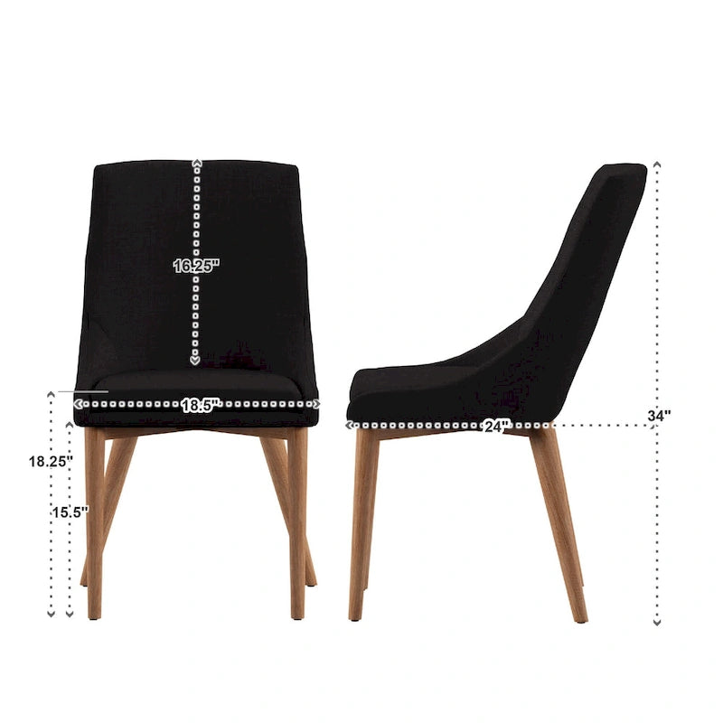 Chaise de salle à manger en chêne à dossier incurvé
