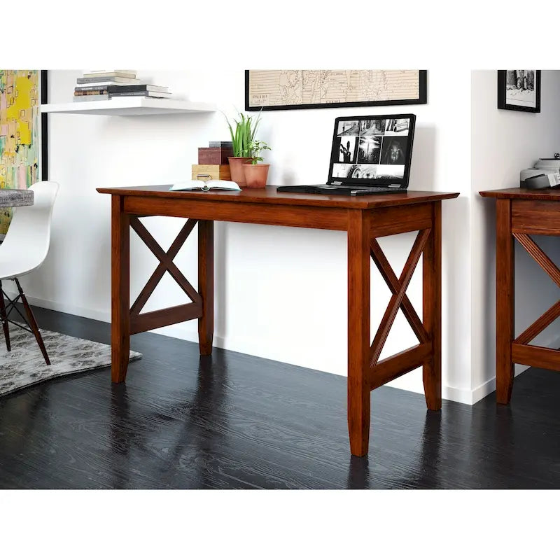 Bureau en bois massif X-Leg style rétro américain