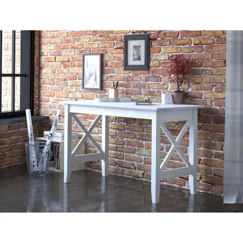 Bureau en bois massif X-Leg style rétro américain