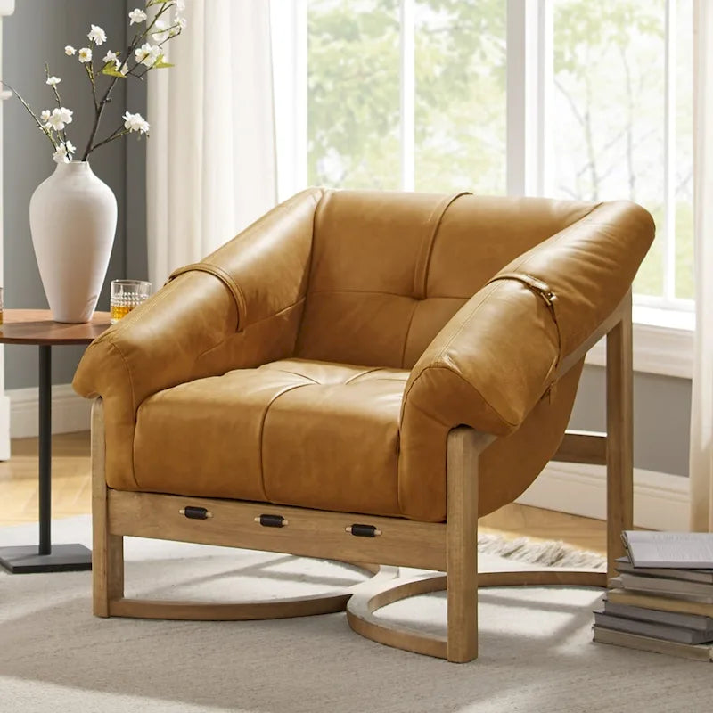 Chaise avec accents en cuir