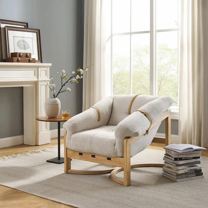 Chaise avec accents en cuir