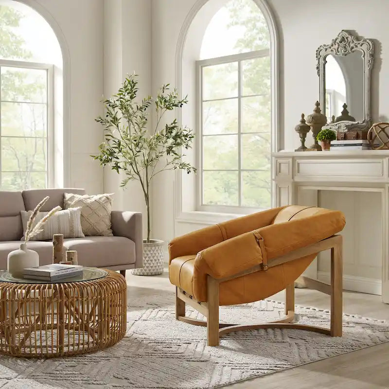 Chaise avec accents en cuir