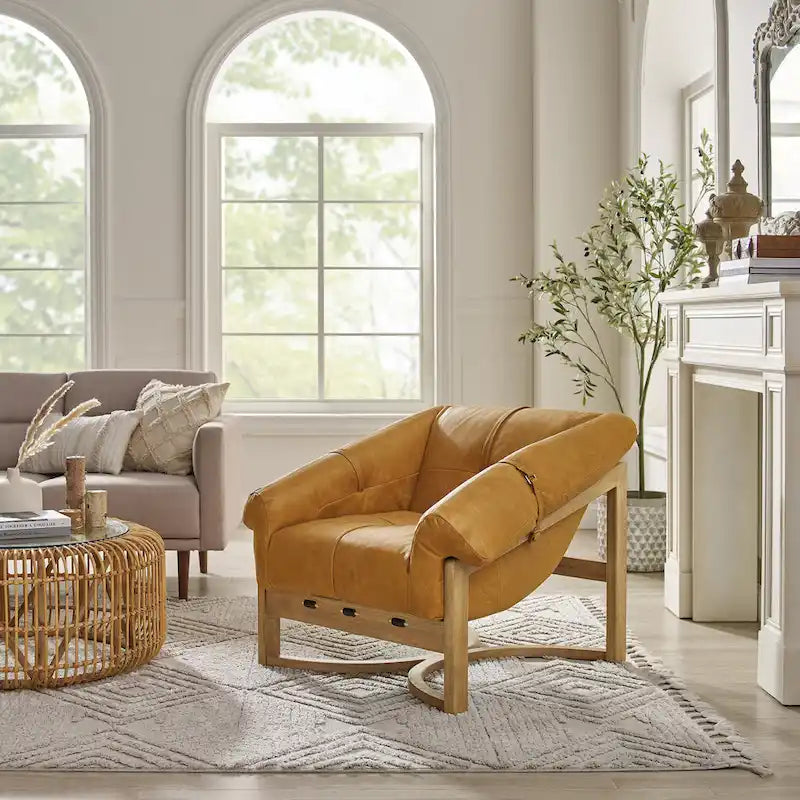 Chaise avec accents en cuir