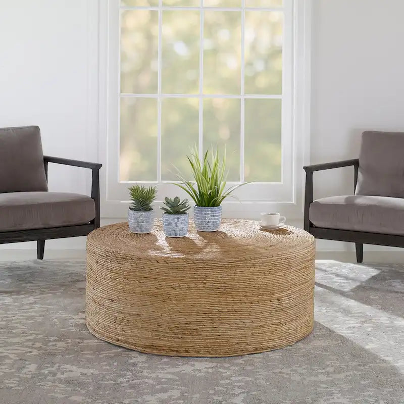 Table basse ronde tressée
