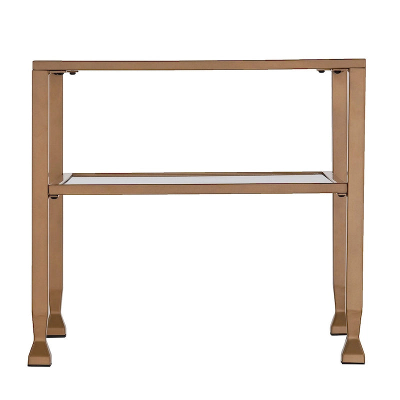 Table basse en métal doré et plateau en verre