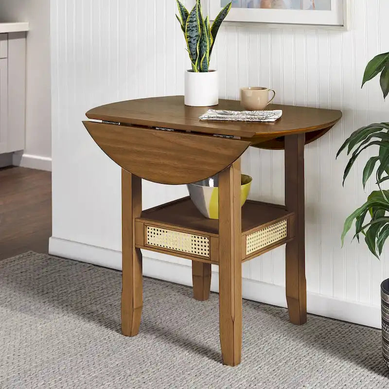 Table de salle à manger avec accents en rotin — 91 cm