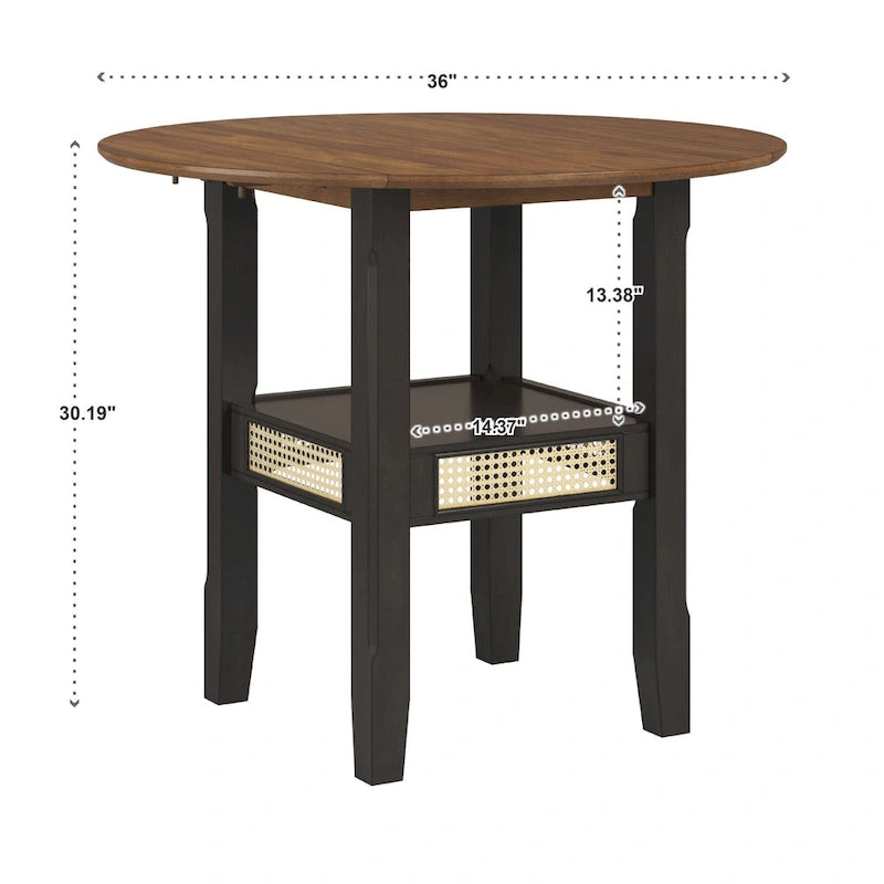 Table de salle à manger avec accents en rotin — 91 cm