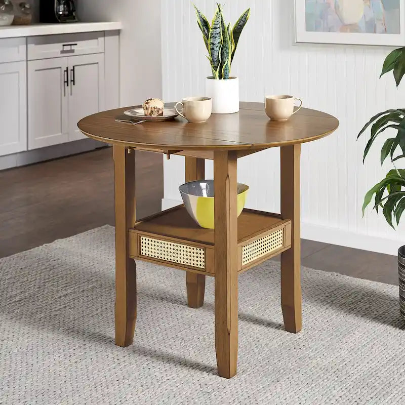 Table de salle à manger avec accents en rotin — 91 cm