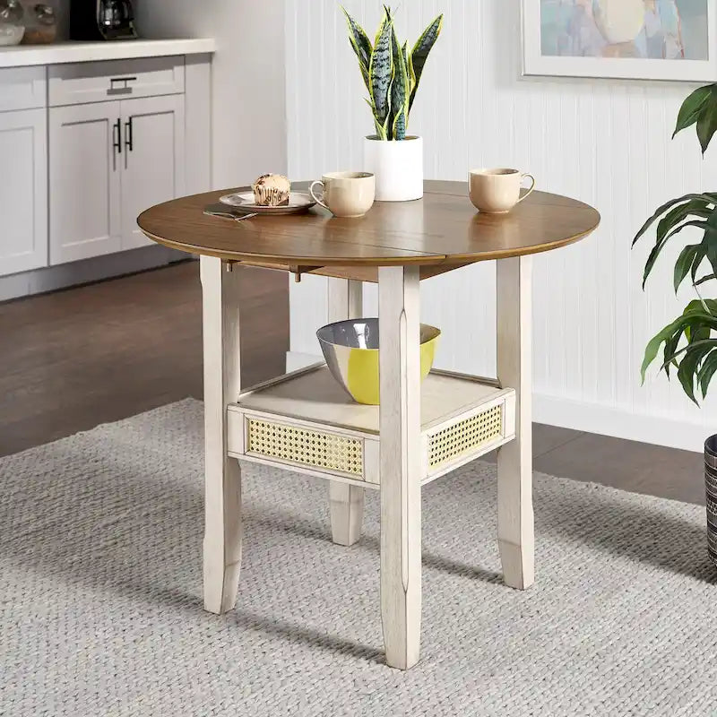Table de salle à manger avec accents en rotin — 91 cm
