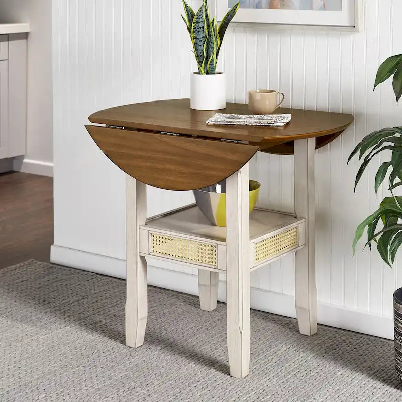 Table de salle à manger avec accents en rotin — 91 cm
