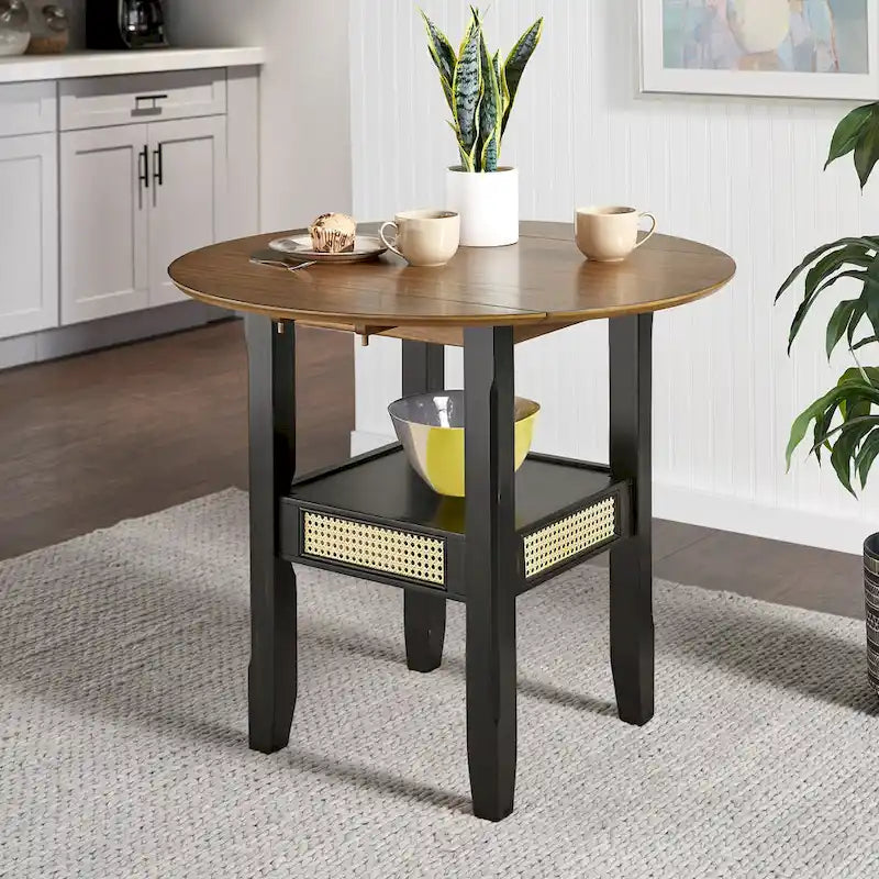 Table de salle à manger avec accents en rotin — 91 cm