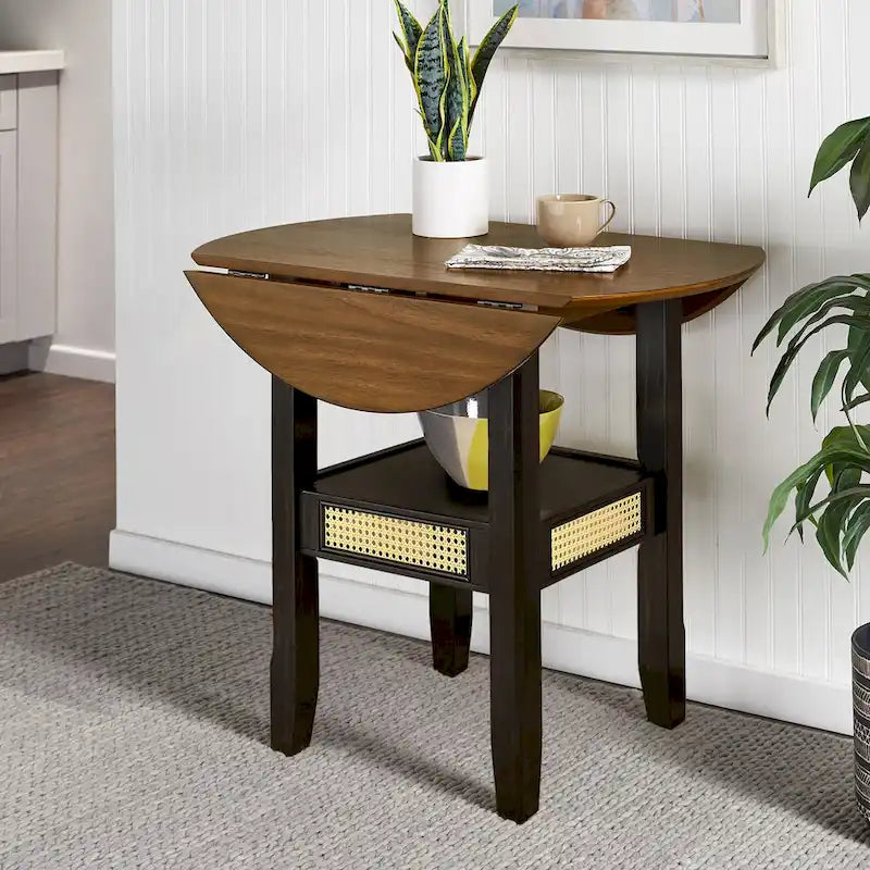 Table de salle à manger avec accents en rotin — 91 cm