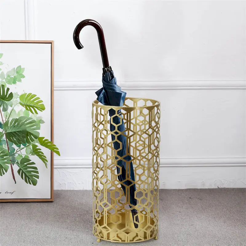 Table d'appoint multifonctionnelle — Étagère de rangement et organisateur en métal / Porte-parapluies d'entrée — Dimensions : 9,25 x 9,25 x 18,78