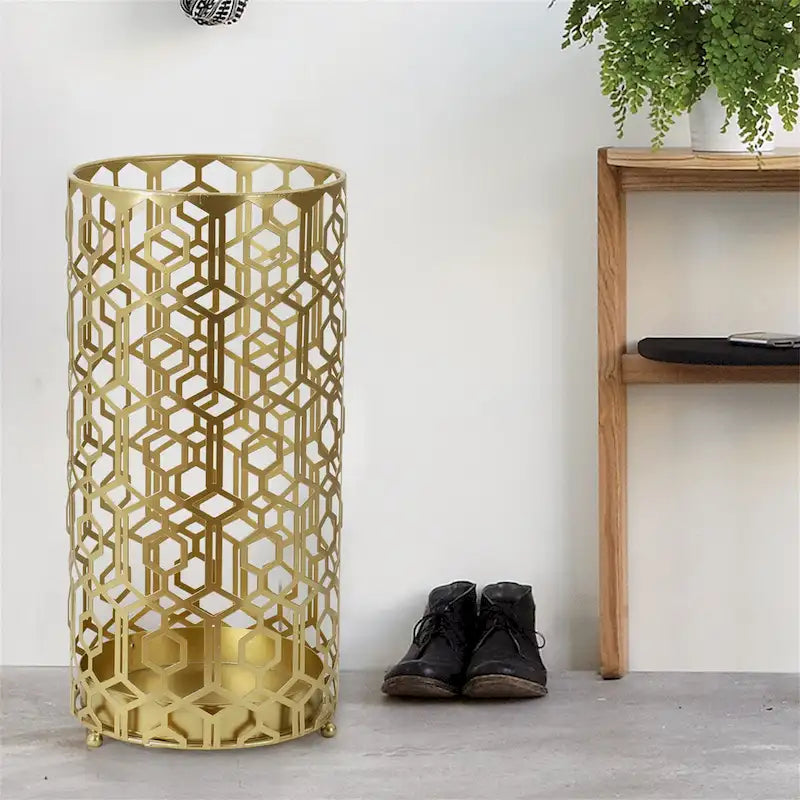 Table d'appoint multifonctionnelle — Étagère de rangement et organisateur en métal / Porte-parapluies d'entrée — Dimensions : 9,25 x 9,25 x 18,78