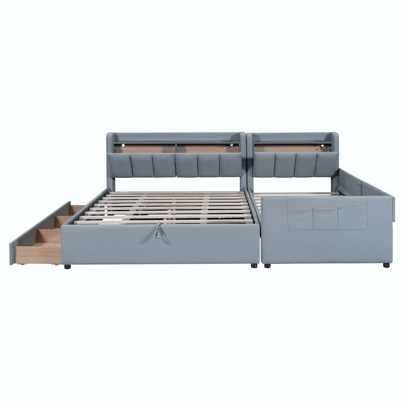 Lit Plateforme Rembourré XL (avec Système de Rangement Hydraulique)