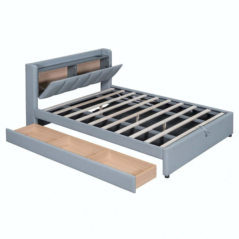Lit Plateforme Rembourré XL (avec Système de Rangement Hydraulique)