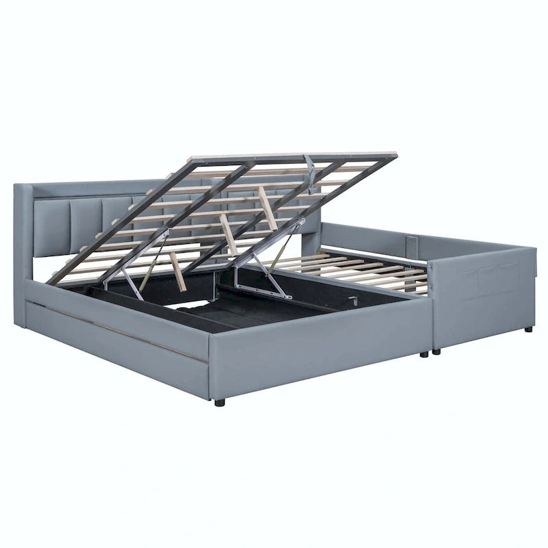 Lit Plateforme Rembourré XL (avec Système de Rangement Hydraulique)
