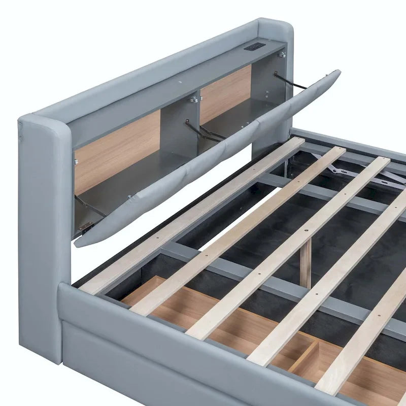 Lit Plateforme Rembourré XL (avec Système de Rangement Hydraulique)