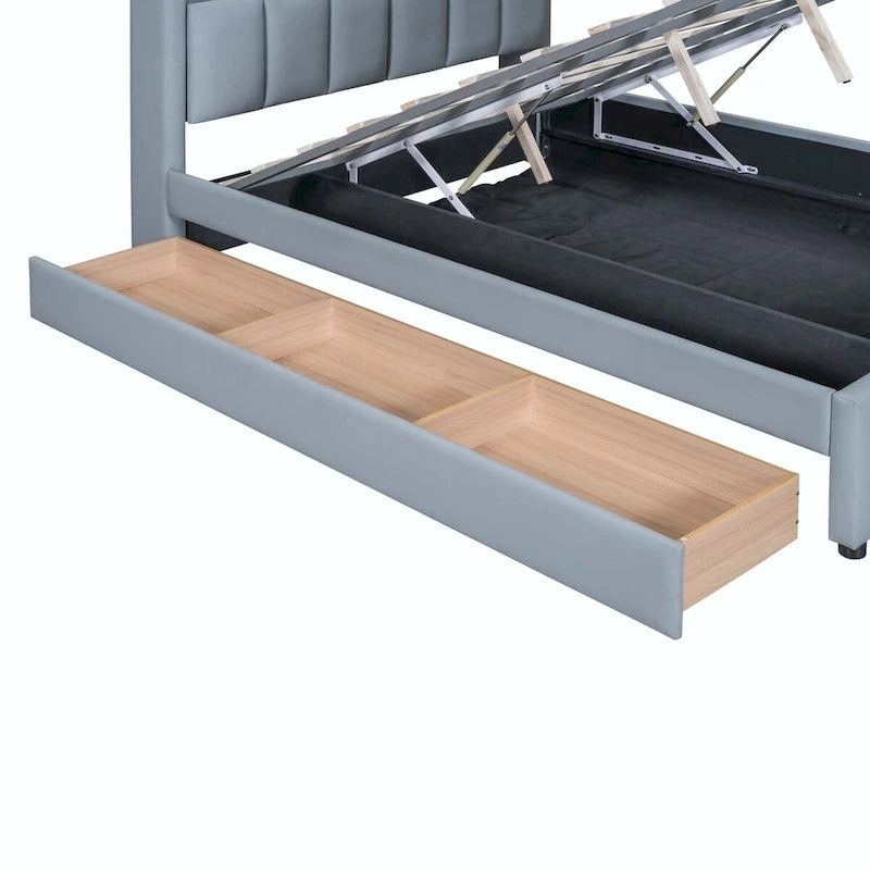 Lit Plateforme Rembourré XL (avec Système de Rangement Hydraulique)