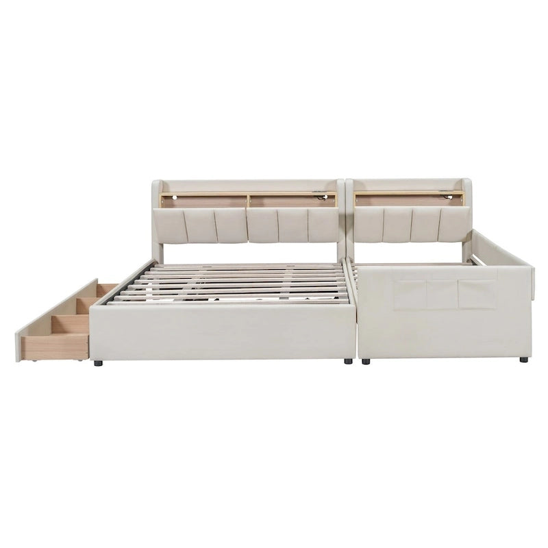 Lit Plateforme Rembourré XL (avec Système de Rangement Hydraulique)