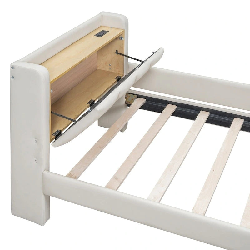 Lit Plateforme Rembourré XL (avec Système de Rangement Hydraulique)