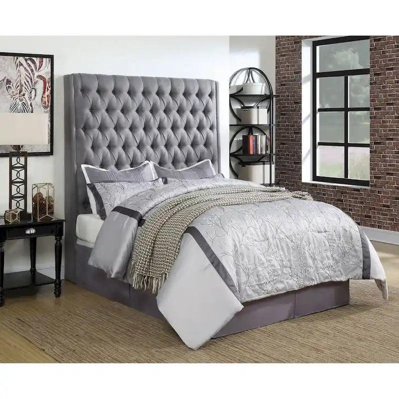 Tête de lit patchwork rembourrée — Gris